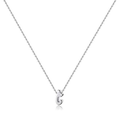 Memorjew 925 Sterling Silver Cursive Initial Necklace for Women