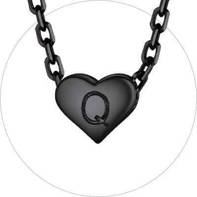 Chic Silver 925 Sterling Heart Initial Pendant Necklace for Women (Gift Box Included)