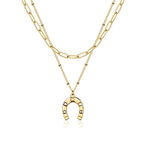 MEVECCO Handmade 18k Gold Plated Heart Arrow Layered Choker Necklace for Women