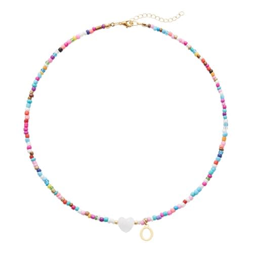 Seensea Colorful Rainbow Initial Beaded Choker for Women