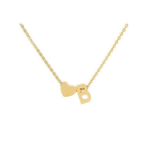 Tiny Gold Heart Initial Necklace - Personalized Mom's Gift for Women