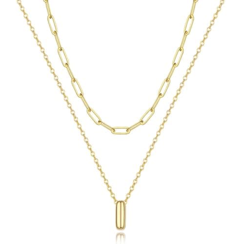 CUEZIY Women's 14K Gold Plated A-Z Initial Layered Choker Necklaces Small Cute Trendy Gifts