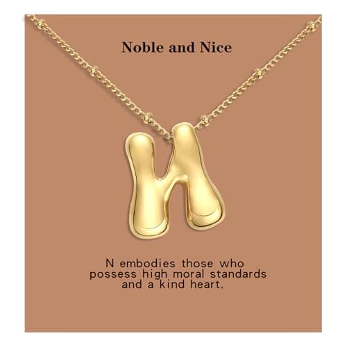 VOJO Gold Plated Balloon Letter Pendant Necklace for Women