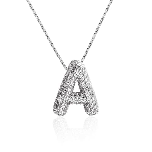 Qyalie Gold Plated Chunky Bubble Initial Letter Necklace for Women
