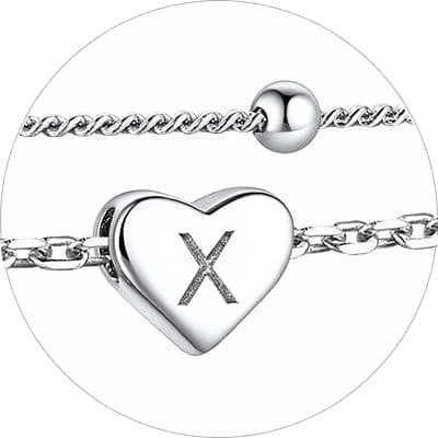 Stylish Women's 925 Sterling Silver Heart Anklets with Beads (Gift Box Included)