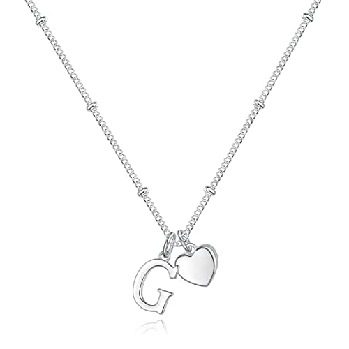 Vrsilver Easter Basket Stuffers: Heart Initial Necklaces for Girls & Women Jewelry