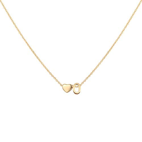 Glimmerst Heart Initial Necklace - Personalized 18K Gold Plated Stainless Steel