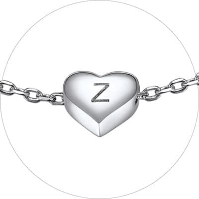 Chic Personalized 925 Sterling Silver Heart Initial Bracelet for Women(with Gift Box)
