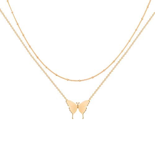 MEVECCO Handmade 18k Gold Plated Heart Arrow Layered Choker Necklace for Women