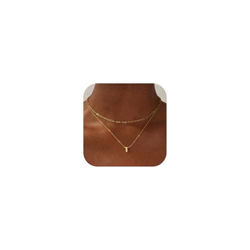 CUEZIY Women's 14K Gold Plated A-Z Initial Layered Choker Necklaces Small Cute Trendy Gifts
