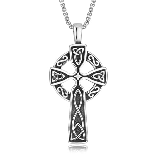 HEXALOVA Silver Cross Necklace for Men & Women Gothic Christian Jewelry