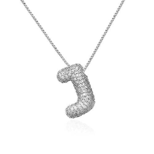 Qyalie Gold Plated Chunky Bubble Initial Letter Necklace for Women