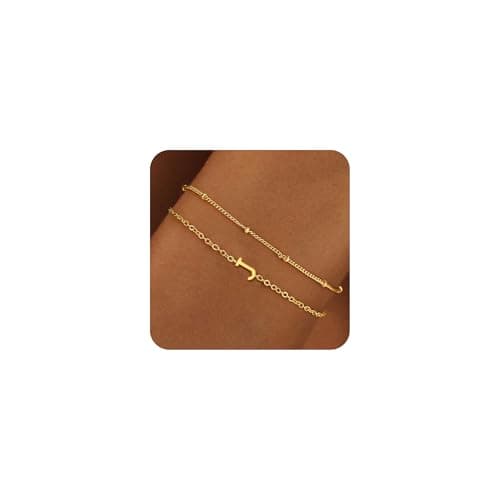 BAYLAY Gold Plated Initial Letter Bracelet for Women