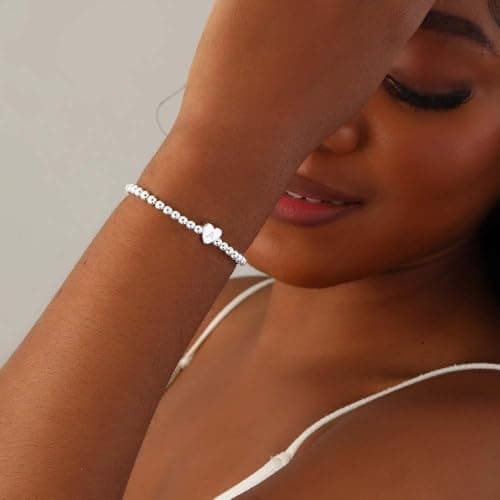 City Gold Initial Beaded Heart Bracelet for Women