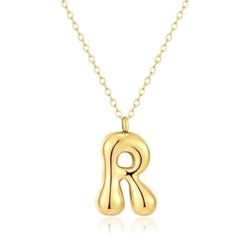 Kainier Colorful Balloon Alphabet Name Pendant 14K Gold Plated Necklaces…