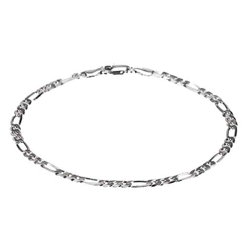 Kelistom 14K White Gold Plated Cuban Link Anklet Bracelets