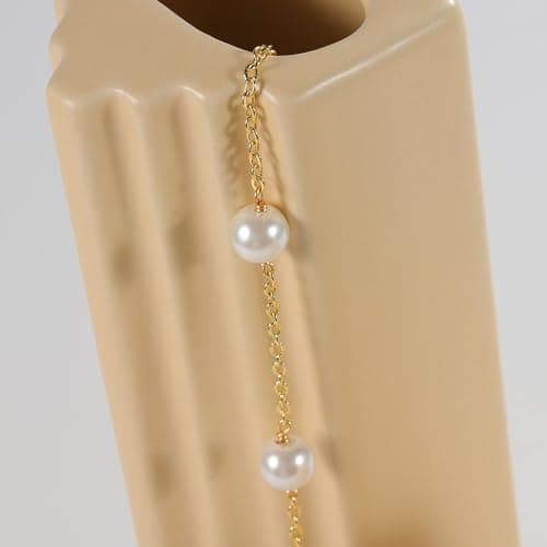 HLJEO 14K Gold Evil Eye Pearl Bracelet for Women