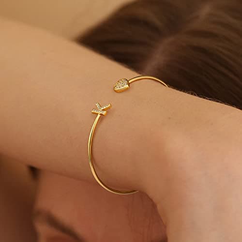 BRIJEWLIC 14K Gold Plated Initial Bracelets for Women and Girls