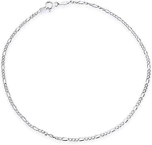 Savlano 925 Sterling Silver Solid Italian Figaro Anklet for Women, 0.8mm-5mm, Gift Box Included