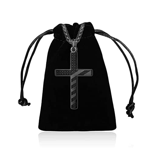 ZRAY American Flag Cross Necklace - Patriotic Stainless Steel Chain Gift for Dad