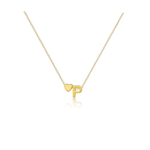 CAROVO 14K Gold Plated Heart Initial Necklaces for Women A-Z