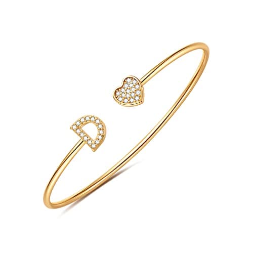 BRIJEWLIC 14K Gold Plated Initial Bracelets for Women and Girls