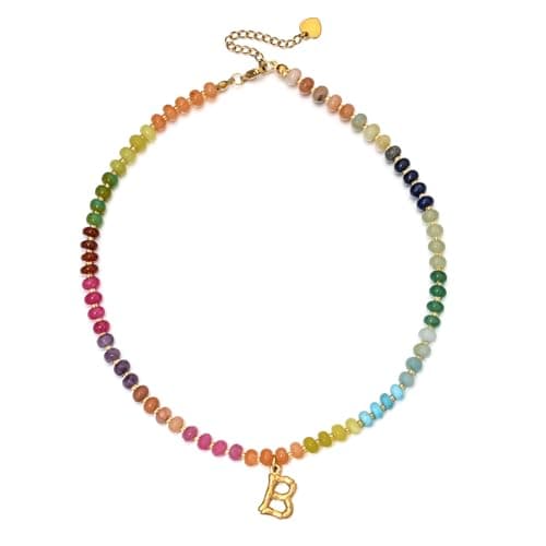 PDOUSELF Boho Personalized Beaded Initial Choker Necklace for Women Summer Beach
