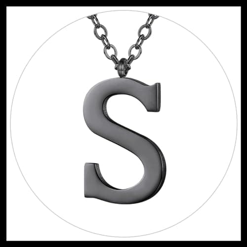 PROSTEEL Women's Trendy Gold Plated Black 316 Stainless Steel Initial Necklace, Adjustable 20-22"imentierten Mineralwass