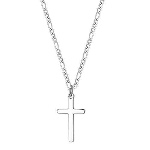 TASBERN Men's 14K Gold Filled Stainless Steel Cross Necklace Simple Religious Jewelry