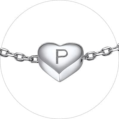 Chic Personalized 925 Sterling Silver Heart Initial Bracelet for Women(with Gift Box)