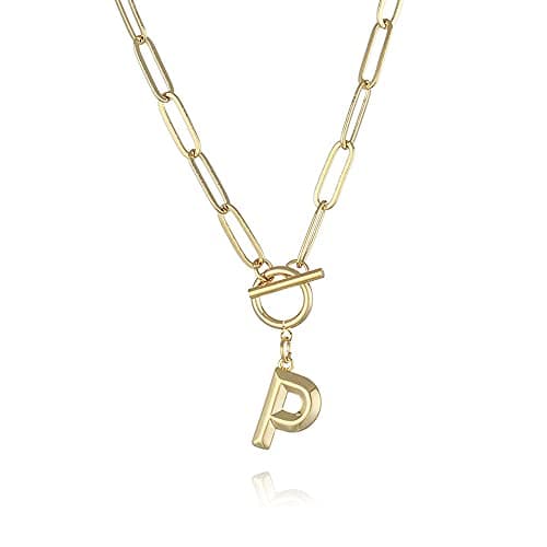 Eben-Ezer Hiphop Gold Initial A-Z Pendant Thick Chain Necklace