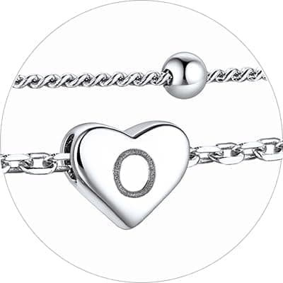 Stylish Women's 925 Sterling Silver Heart Anklets with Beads (Gift Box Included)