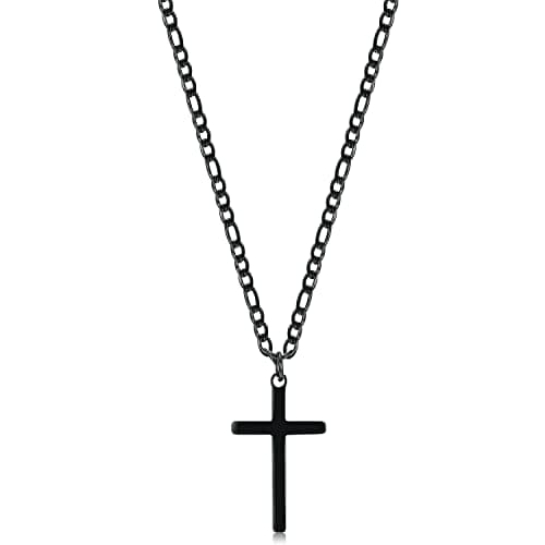 Joxevyia 14K Gold Filled Cross Necklace Figaro Chain Simple Faith Gift