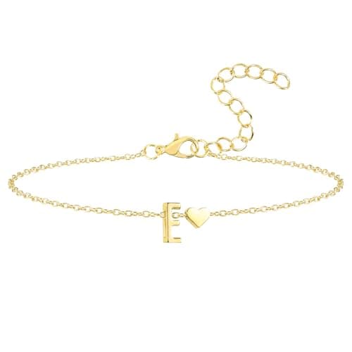 Seaield Women's 14K Gold Plated Personalized Initial Bracelet Trendy Gift