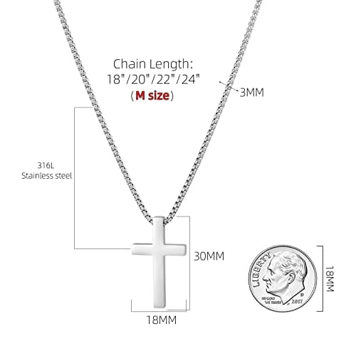 XXMAYSTER Men's Stainless Steel Silver/Gold Cross Necklace, 18-24 Inch Chain, Gift BoxIncluded