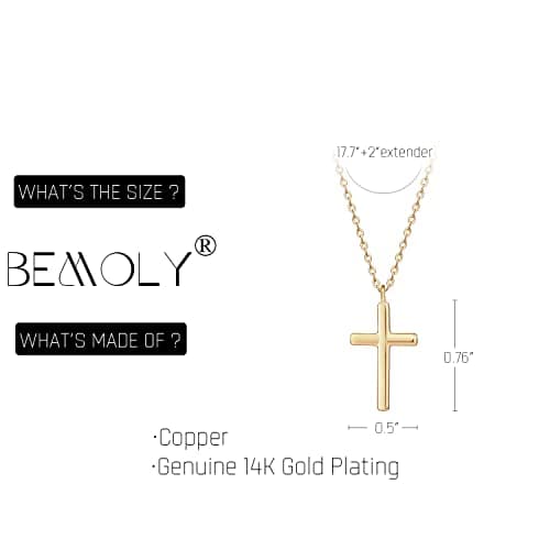 Befettly Tiny 14k Gold Filled Faith Cross Necklace