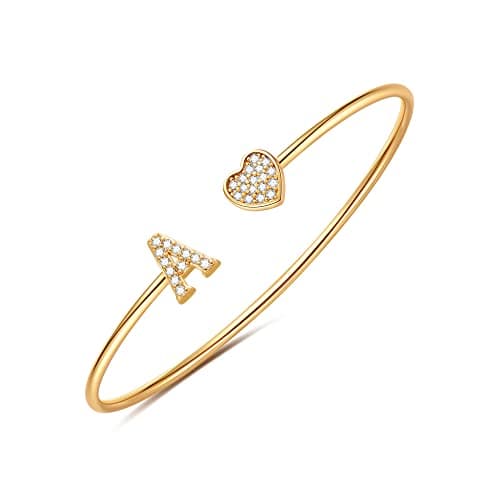 BRIJEWLIC 14K Gold Plated Initial Bracelets for Women and Girls