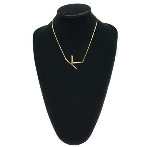 MOMOL Sideways Initial Necklace: Large Big Letters Pendant for Women