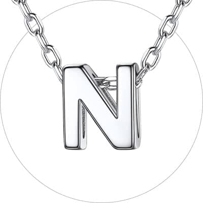 Chic Silver 925 Sterling Initial Necklace for Women, Personalized Gift (with Box)