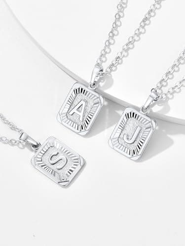 Zinc-plated Initial Square Necklace A-Z, 18K Gold Plated, Resizable 20-22" Chain, Women & Men