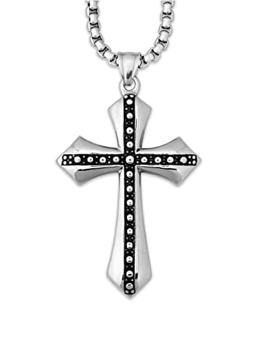 HAQUIL Stainless Steel Cross Necklace, Box Chain, Gifts for Him and Her