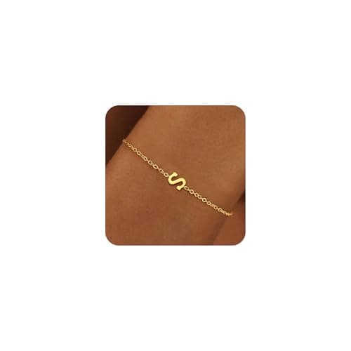 BAYLAY 18K Gold Plated Initial Bracelet for Women