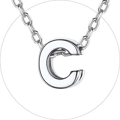 Chic Silver 925 Sterling Initial Necklace for Women, Personalized Gift (with Box)