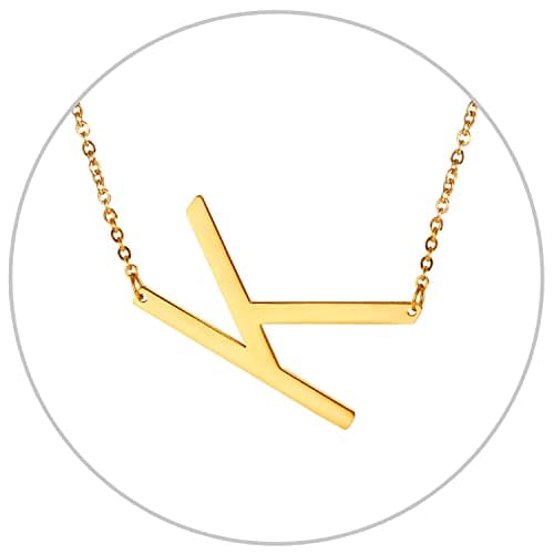 Alphabet A-Z Stainless Steel Choker for Women, Gold Plated CZ Jewelry, Gift Box Packed