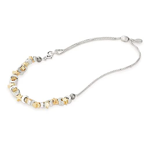 Alex and Ani Women's Path of Symbols Moon and Star Charm Anklet, Two-Tone Rafaelian Finish, 11.5 in