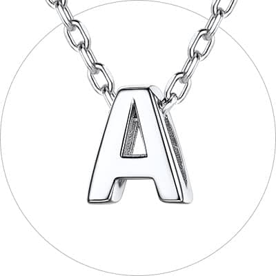 Chic Silver 925 Sterling Initial Necklace for Women, Personalized Gift (with Box)