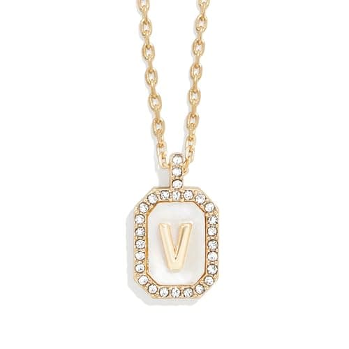 BaubleBar Gold & Mother of Pearl Initial Necklaces