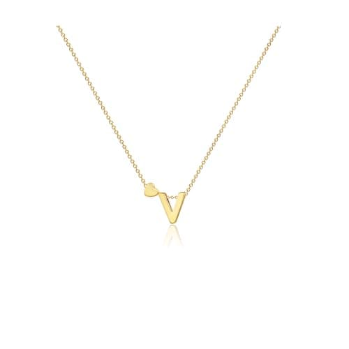 CAROVO 14K Gold Plated Heart Initial Necklaces for Women A-Z