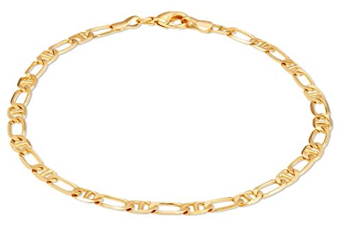 Barzel Brazilian 18K Gold Plated Figaro Anklet for Women