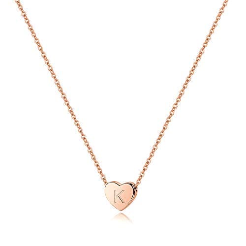 Turandoss Hypoallergenic Sterling Silver Heart Initial Necklace for Women
